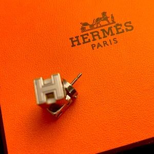 Hermes silver cage cube earrings